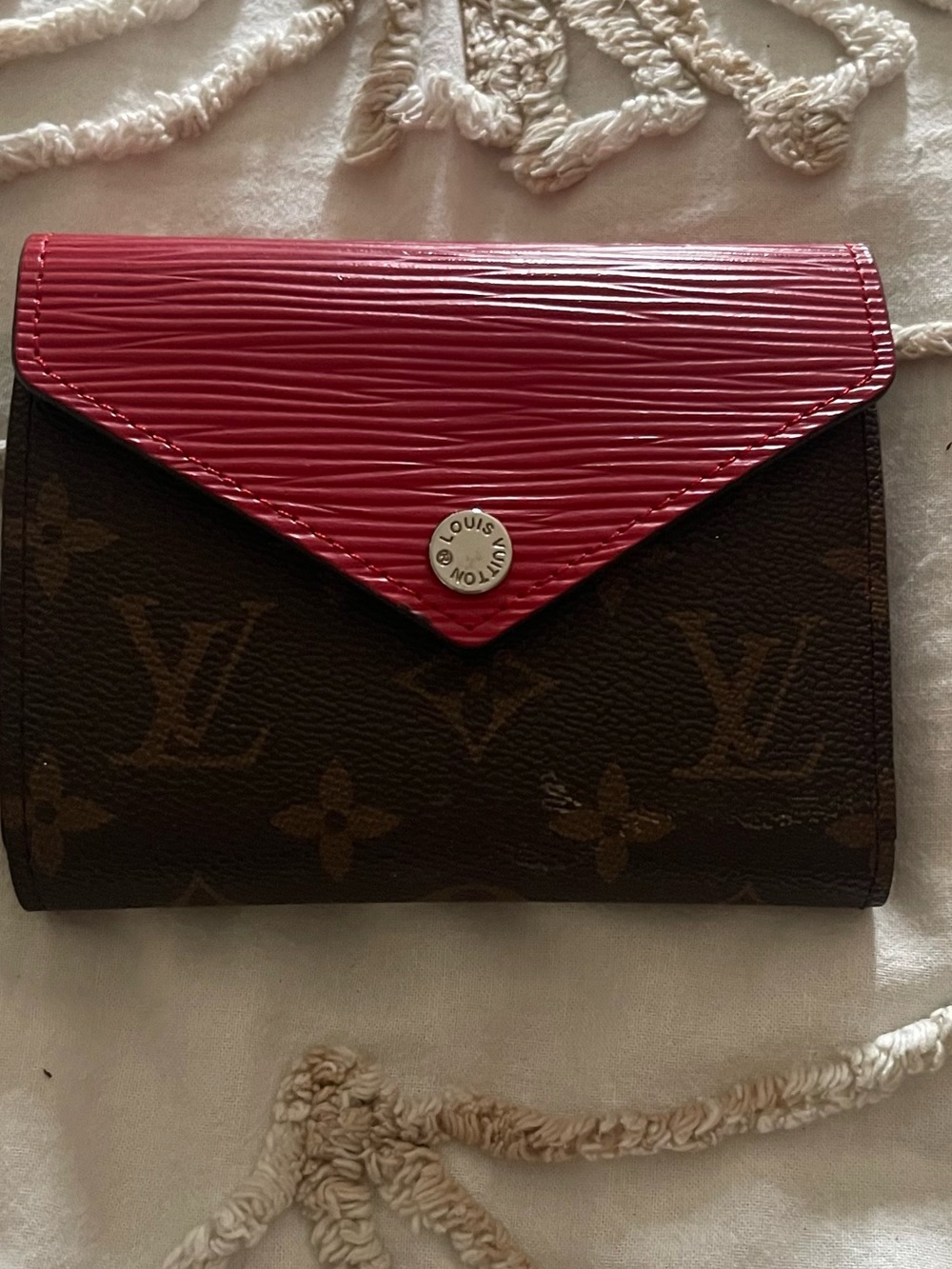 Inspired Brown, Red Monogram Wallet with red flap